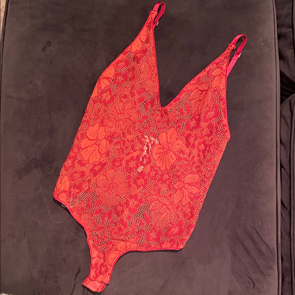Free People Rust Lace Bodysuit